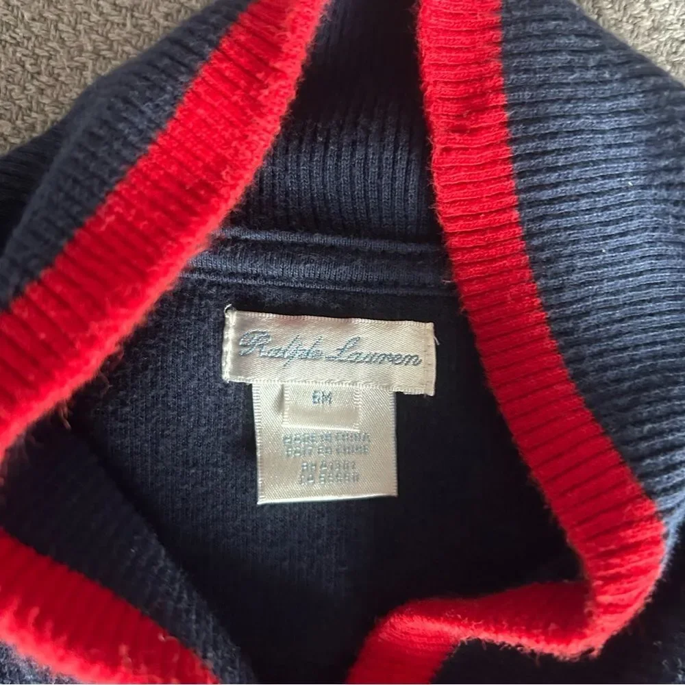 Ralph Lauren Knit One Piece Footie Navy Blue Size 6 Months